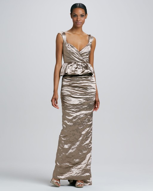 champagne peplum dress