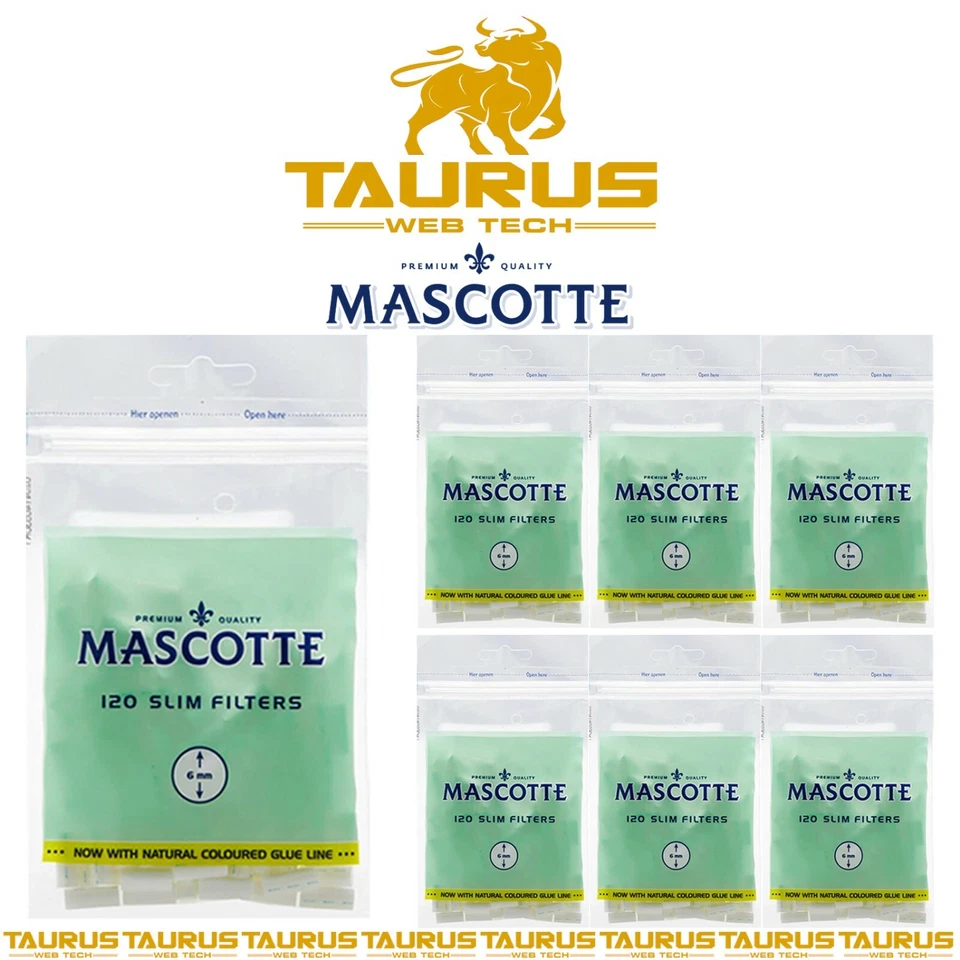 3000x MASCOTTE 6MM SLIM Filter Tips PREMIUM Cigarette Tobacco Rolling Smoking UK