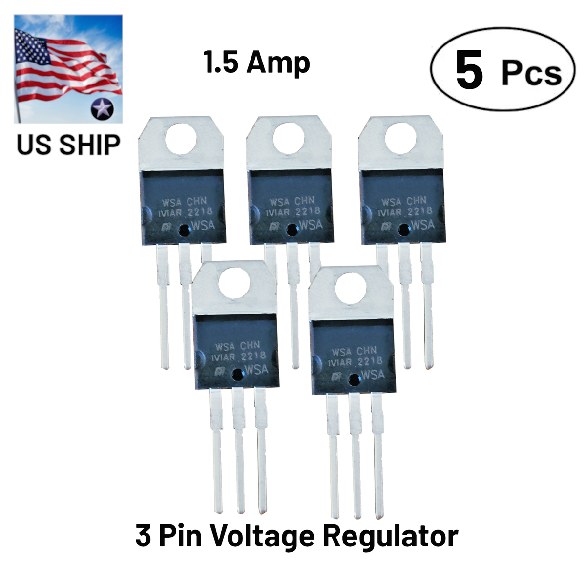 5 Pz Regolatori Di Tensione L7808CV - 8V 1.5A TO-220 - Spedizione Dagli USA