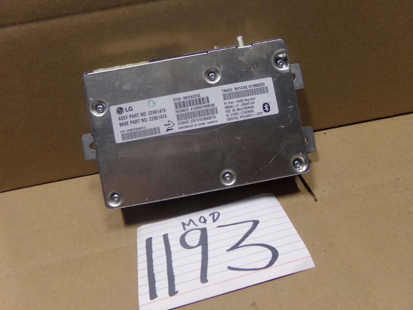 12 13 14 Chevrolet Impala Used Bluetooth Control Module #1193-MOD