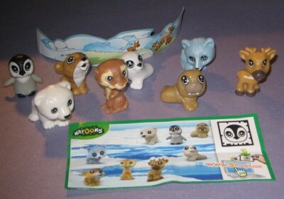BABY POLAR ANIMALS COMPLETE SET 8 FIGURES KINDER SURPRISE EGG TOYS 2012 NATOONS