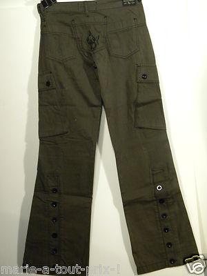 Pantalon Droit Vert Kaki Punkyfish - Taille 40 (W32 L32) - Neuf Avec étiquette Originale