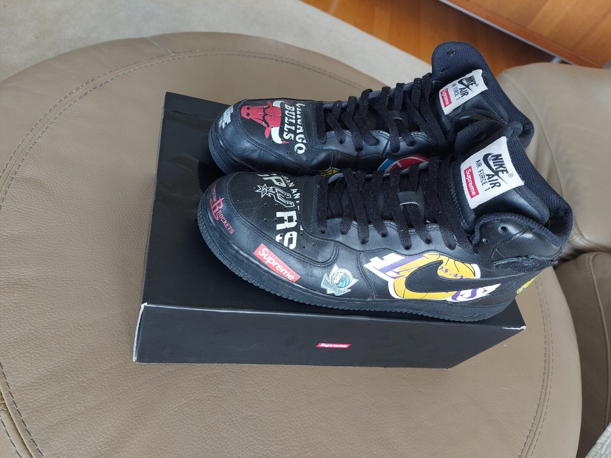 Size 10.5 - Nike Supreme x NBA x Air Force 1 07 Mid Black