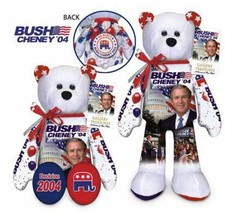 POLITICAL BEAR MEMORABILIA G. W. BUSH 2004 Campaign 9" Collectible Bear A1 