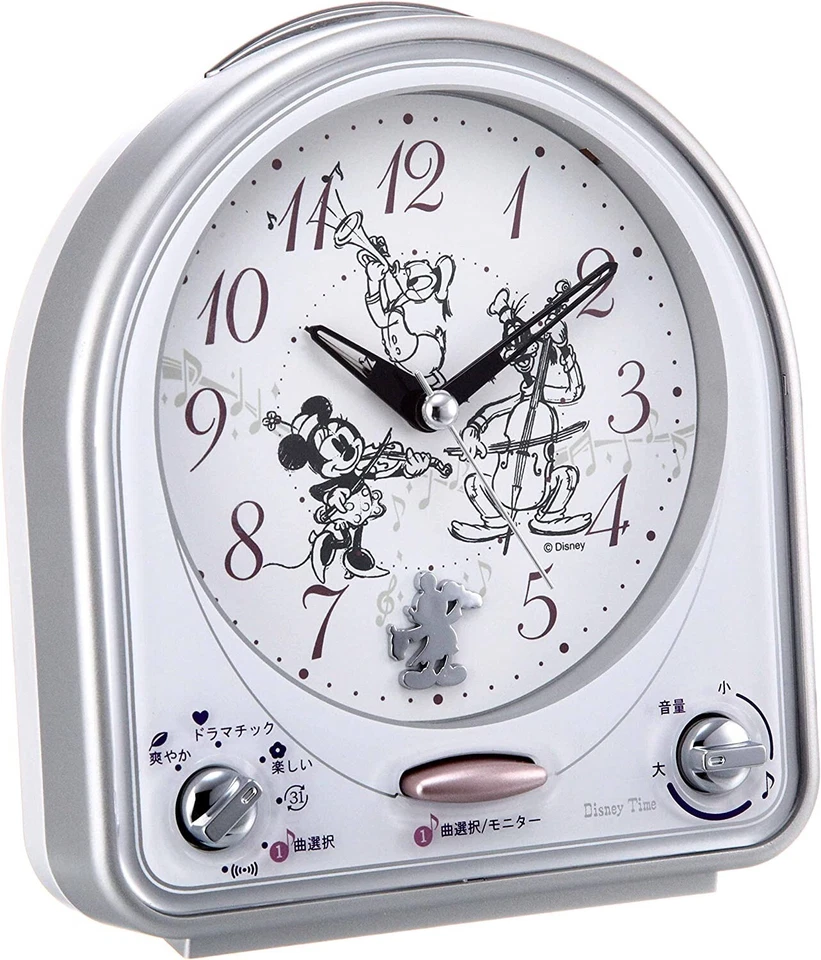 SEIKO Clock FD464S Alarm Analog Switchable Mickey & Friends Disney Time Silver - Image 3 of 3
