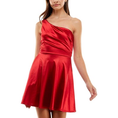 CITY STUDIO Juniors Womens Gathered Mini Fit Flare Dress 1/2 NEW $69 5892FQ8AT3