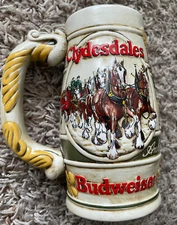 Clydesdales Budweiser Anheuser Busch, Inc beer stein Ceramarte *Flaws by handle*
