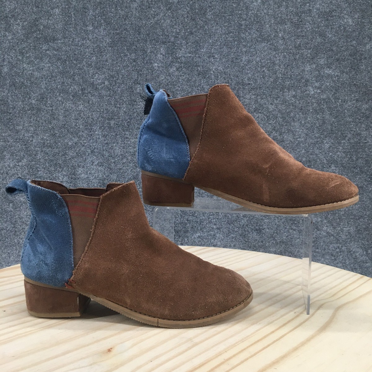 Toms Boots Youth Girls Esme Casual Chelsea Ankle Bootie 10012707 Brown  Blue