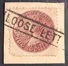 1897- NSW Australia 5/- Redd Prpl Medallion stamp P11 Used on Piece LOOSE LETTER