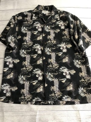 Knightsbridge Shirt Mens Medium Black Tropical Cocktail Hawaiian Camp Aloha