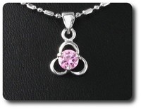 Pendentif Saphir Rose 4 Mm AnhäNger, WeißGold Plattiert 18 K