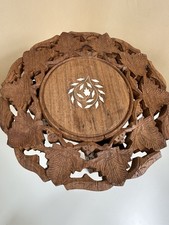 Vintage Hand Carved Anglo-Indian Folding side table Plant Stand Pedestal