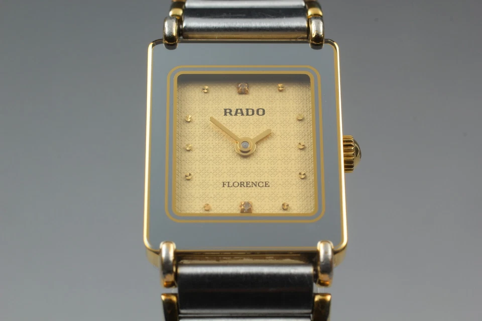 [Near MINT] Rado Florence 204.3631.2 Gold 2 Stones Tank Womens Qz Watch JAPAN - Image 2 of 4