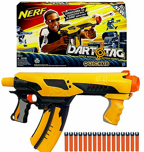 NERF DART TAG,QUICK 16 BLASTER SET,W/ BLASTER,CLIP,& DARTS,RAPID