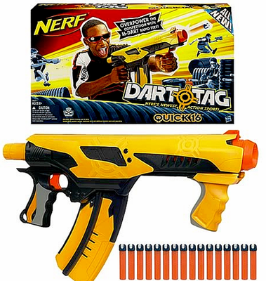 NERF DART TAG,QUICK 16 BLASTER SET,W/ BLASTER,CLIP,& DARTS,RAPID