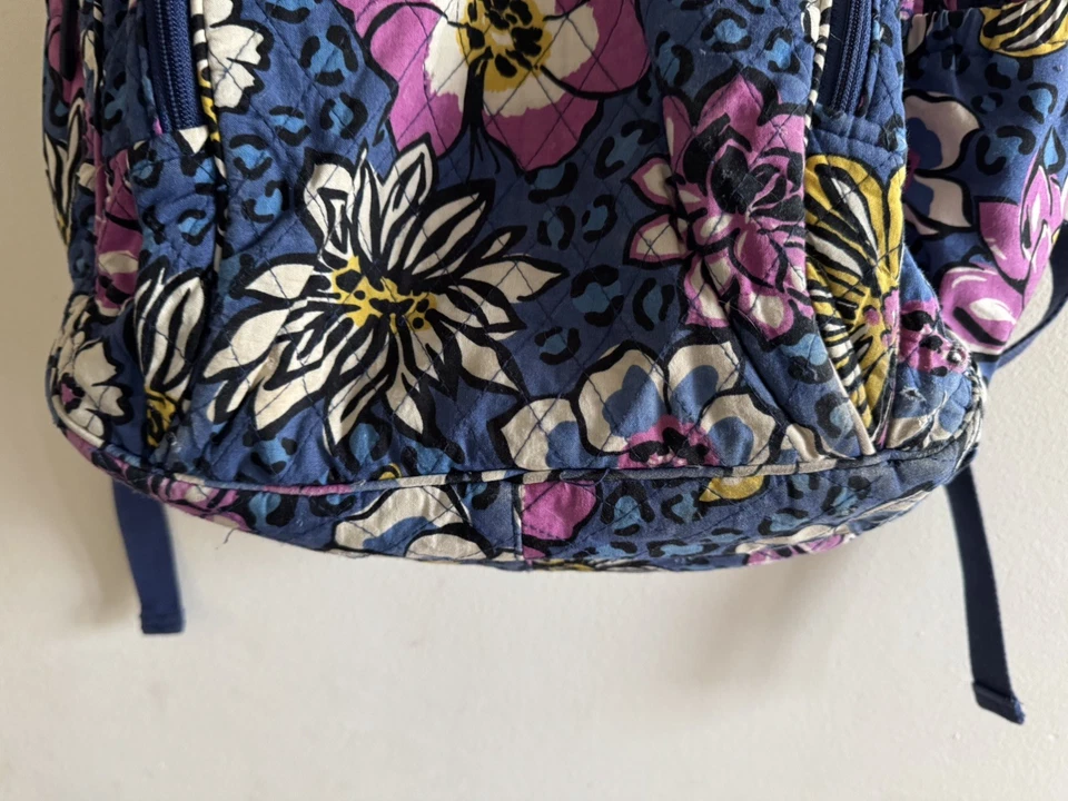 Vera Bradley AFRICAN VIOLET Campus Backpack Large RETIRED Blue Purple Floral Bag - Image 3 of 4