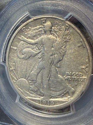 1916-S 50C Walking Liberty Half Dollar PCGS F12 High Quality Type Key Date