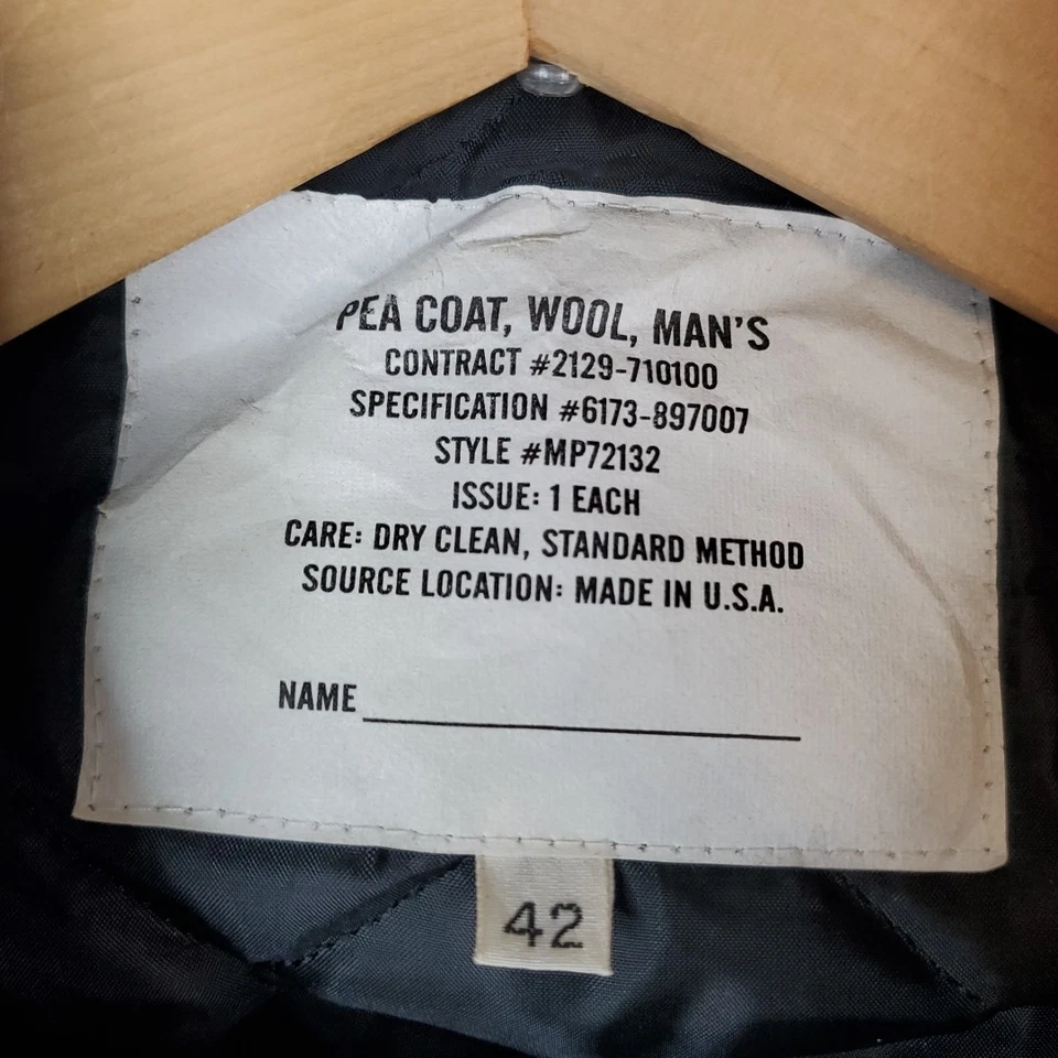 US Navy Peacoat Men's Size 42 M/L - Black - Image 2 of 4