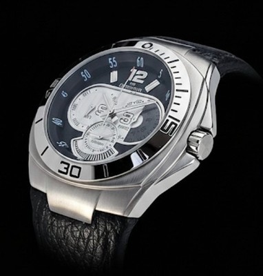 Quantum Multifunktions-Herrenuhr - Silber/Schwarz - Lederband - NEU & OVP