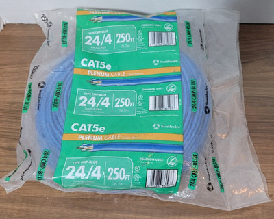 Southwire Type CMP-BLUE 24/4 250 Ft. Plenum Cable CAT5e New 
