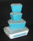 PYREX - 8 pc. HORIZON BLUE Refrigerator, Lid Set - #501, 502, 503