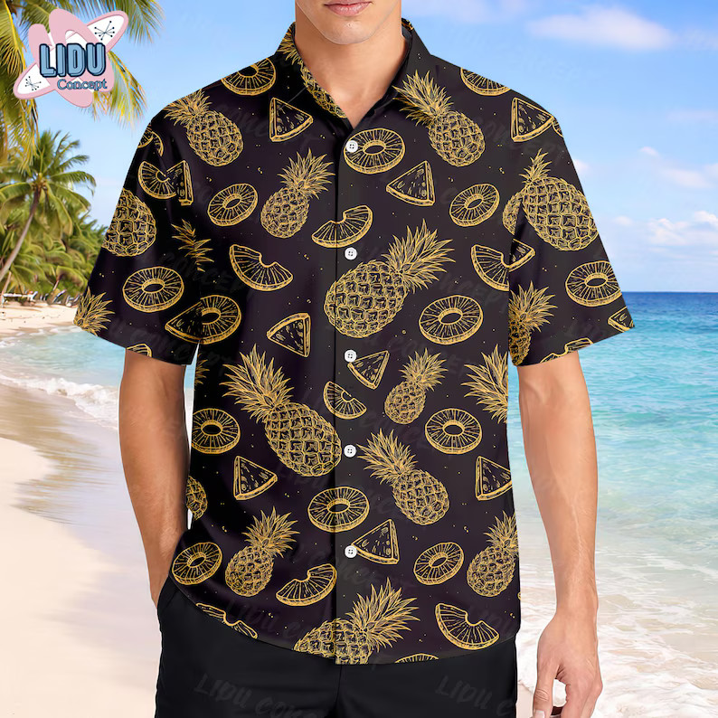 Pineapple Hawaiian Shirt Tropical Fruit Aloha Summer Beach