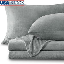 Soft Plush Fleece Bedding Set Microfleece Sheets Pillowcases All Season Comfort