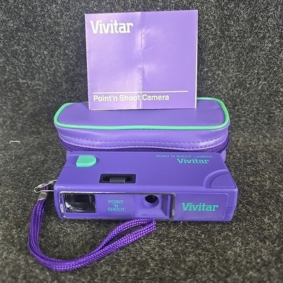 Vintage Vivatar Point 'N Shoot Purple Compact Film Camera With Case Untested