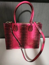 Michael Kors Mercer Luxury Handbag in Hot Pink Snake Skin Design New with Tags