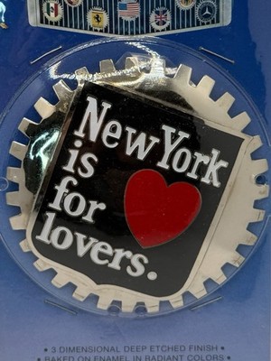Vintage Kings Car-Shield New York Truck Grill Emblem Badge NOS; NY Is For Lovers