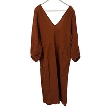 Madewell Gauze Lightspun Vneck Midi Dress L Burnt Clay Boho Peasant Festival