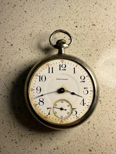 Antique 1910s Waltham Pocket Watch Nickeloid Case 17J USA – Not Running AS IS