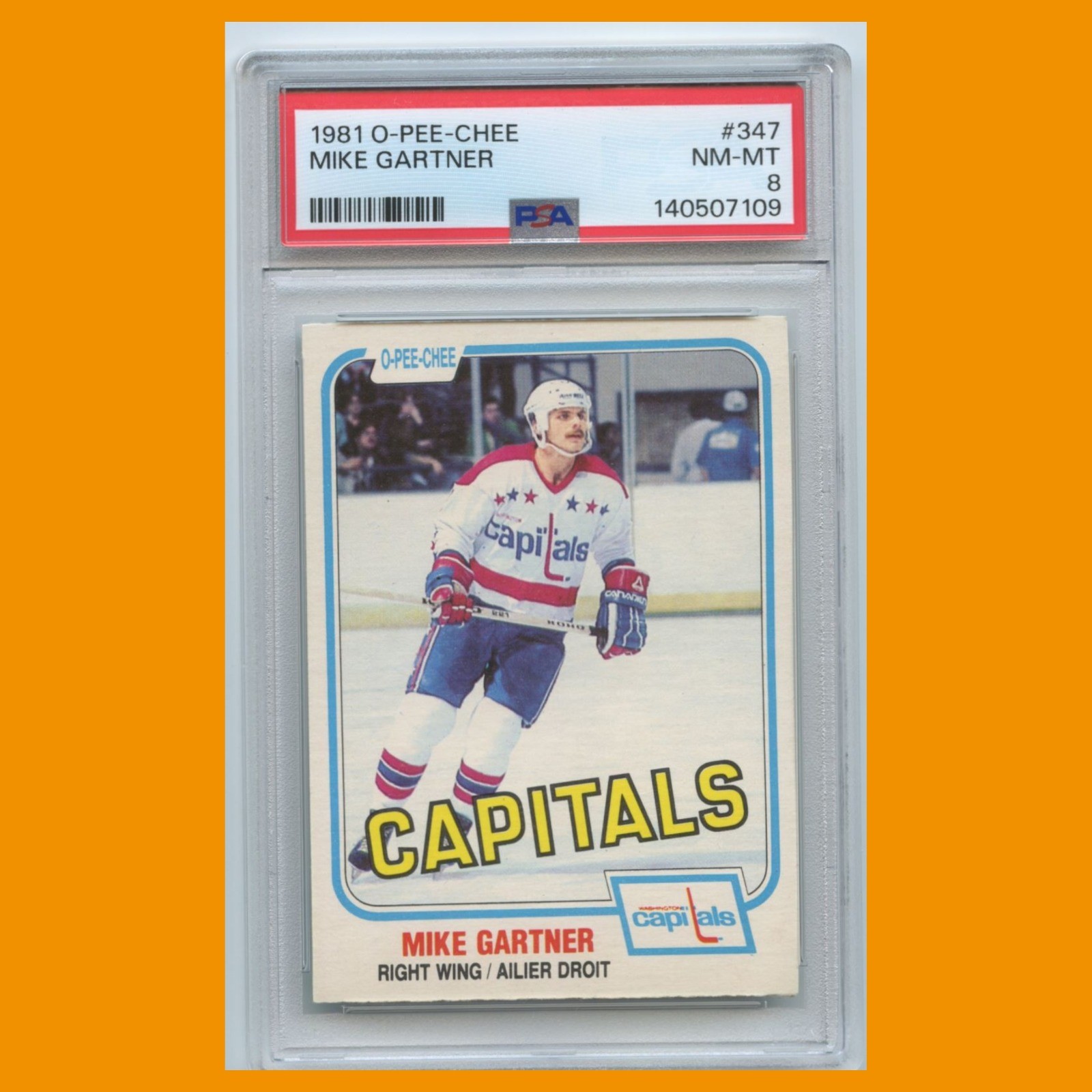 Mike Gartner #347 PSA 8 1981-82 O-Pee-Chee Washington Capitals Hockey Card NHL