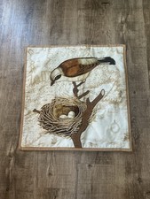 Pottery Barn Pillow Cover Bird Embroidery Discontinued 20x20 Earth-tones