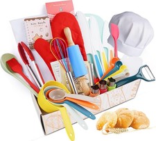 Kids Cooking & Baking Set Real Cookware Utensils Guide - Complete Cooking... 