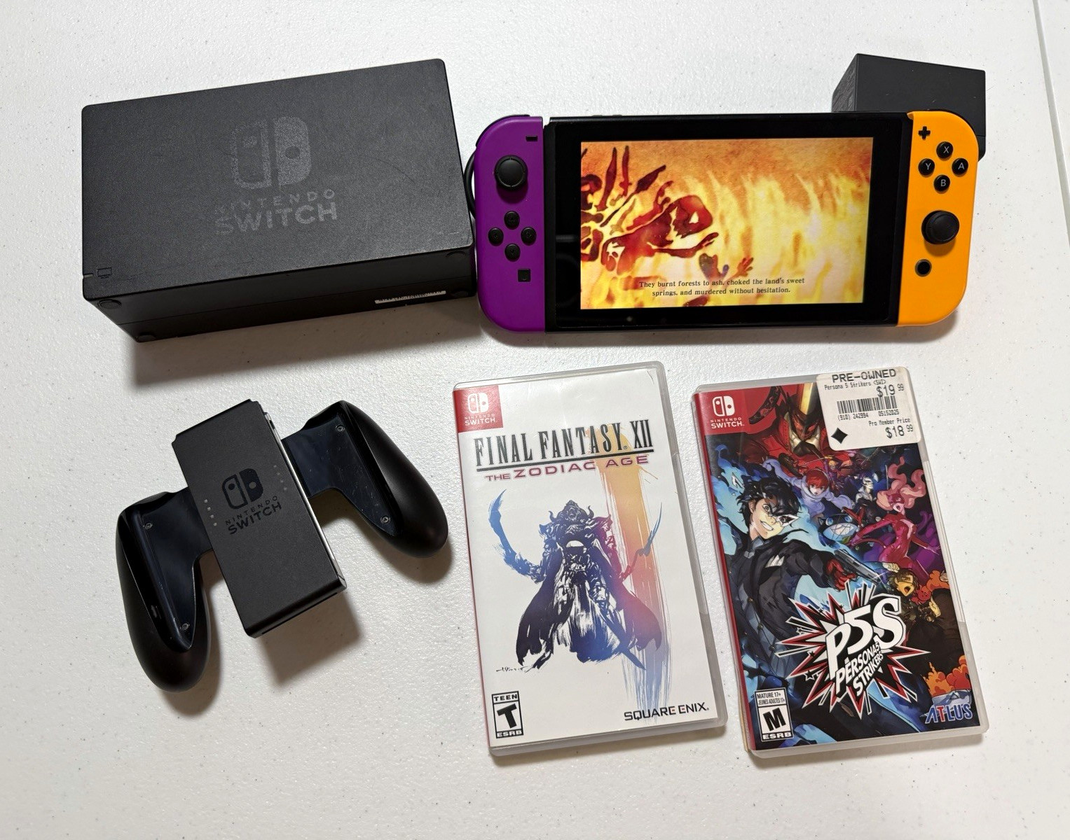 Nintendo Switch V1 Console Bundle 3 Games Dock Joy Cons Charger Tested