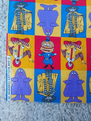 McDonalds Fabric Ronald Grimace Hamburglar Officer Big Mac 27"x25" Characters - Picture 4 of 11