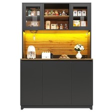 Buffetschrank Küchenschrank Hochschrank mit LED-Beleuchtung Acryltüren 120×180cm