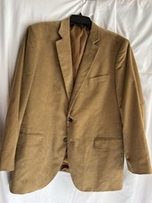 Stafford Men's Corduroy Sport Coat Blazer Two Button Brown Classic Fit Size 46 R