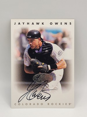 Jayhawk Owens Silver Autograph 1996 Leaf Donruss Signature Baseball Card 