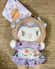 Sanrio Kuromi Cookie Fluffy Bear Mascot Holder Plush Keychain 5.1in Japan New