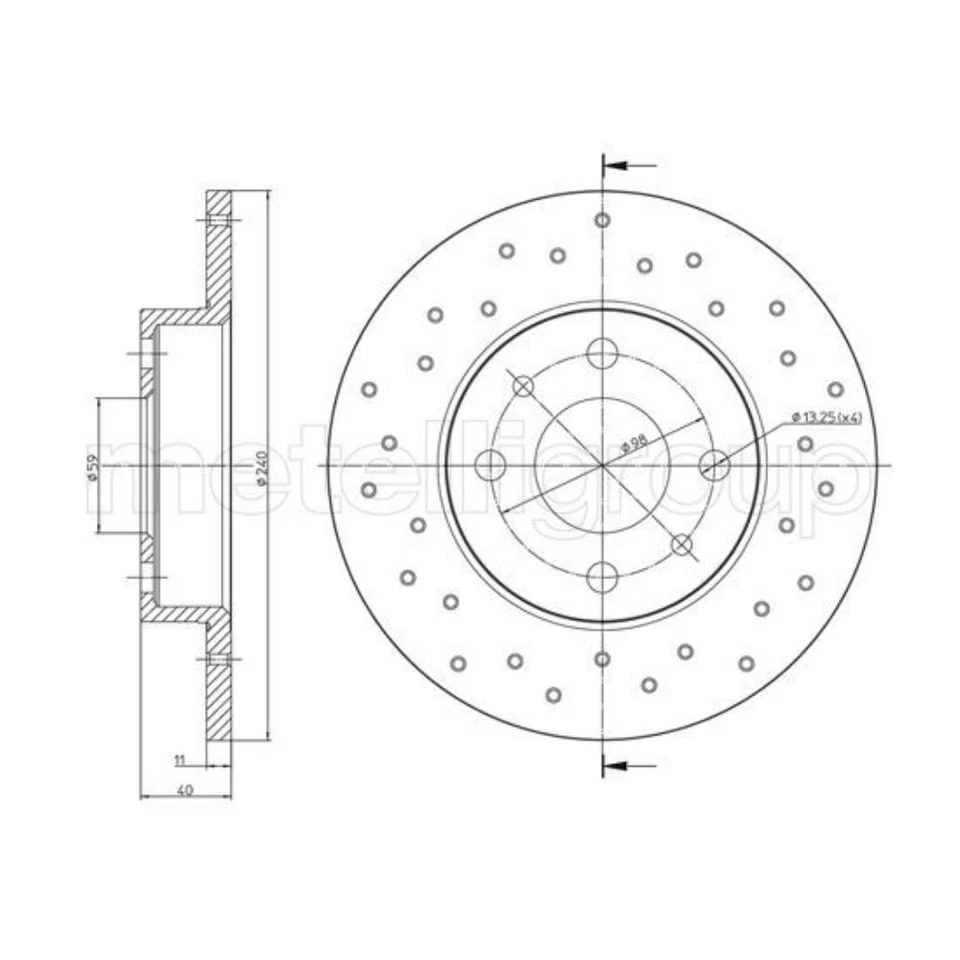 METELLI 2X Disque De Frein Ø240,5Mm Arrière Pour Fiat 500 0,9 1,3 D Multijet - Photo 1/1