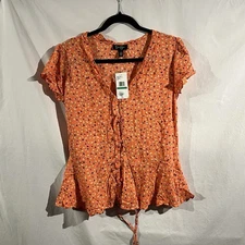 Jessica Simpson NWT Emberglow Mini Floral Christina Z001 Women’s Blouse Size Lrg