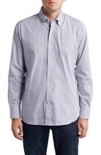  250 - Peter Millar Crown Crafted Flex Check Button-Down Shirt in Navy Size XXL