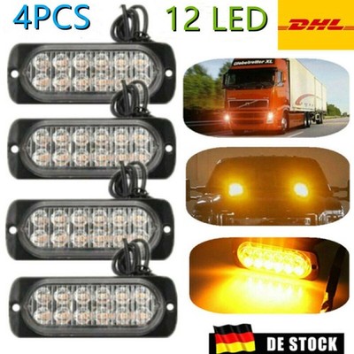 4X LED Auto Frontblitzer Orange 12V-24V Blitzlicht Warnleuchte LKW Strobe Licht.