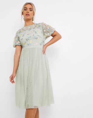 MAYA DELUXE CURVE LIGHT GREEN NET BRIDESMAID SPECIAL OCCASIONS DRESS UK  SIZE 26 | eBay