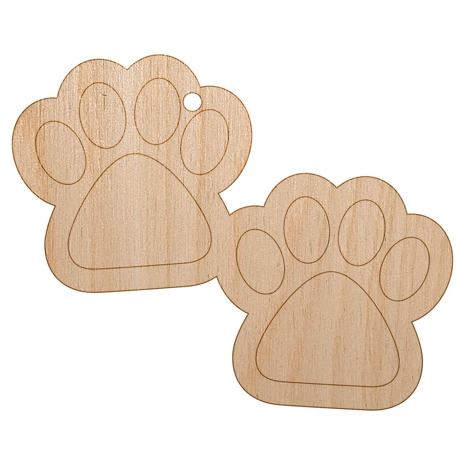 Paw Prints Pair Dog Cat Unfinished Craft Wood Holiday Christmas Tree Ornament