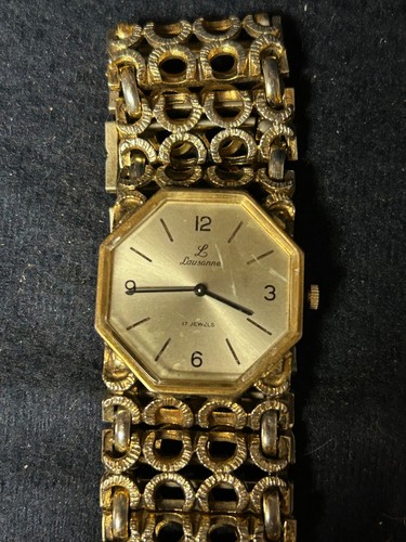 Vintage Lausanne Women's Watch, 17 Jewel Shackle Closing, Manual Wind Wide Band
