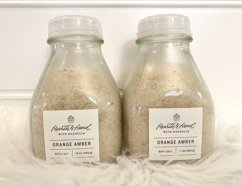 NEW Lot Of 2 Hearth And Hand Magnolia Joanna Gaines Orange Amber Bath Salts Jars