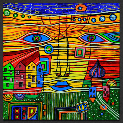 240311*HOMMAGE No.7.3* JENNY GRICE 50x50 cm Wasser Bild Original Acryl Unikat